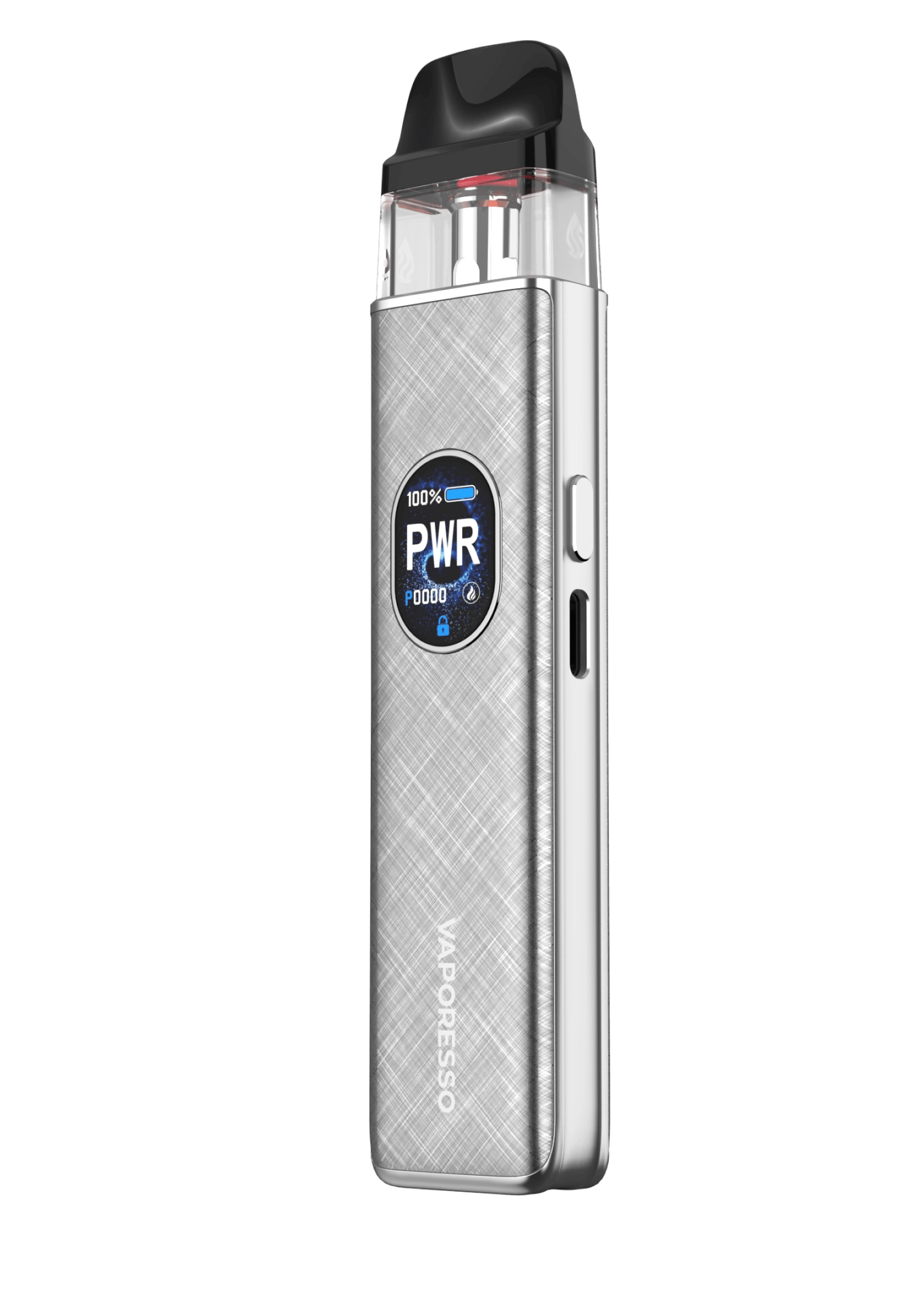 The Vaporesso XROS 5 salt nic vape in silver, featuring adjustable airflow, COREX 3.0, and SSS leak-resistant tech, a top choice for a leak proof vape.